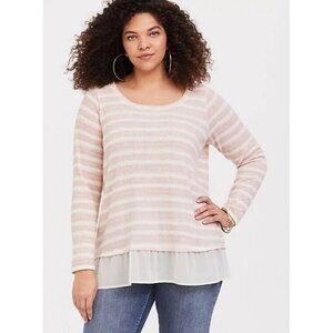 TORRID Ivory & Blush Pink Stripe 2fer Sweater size 0
